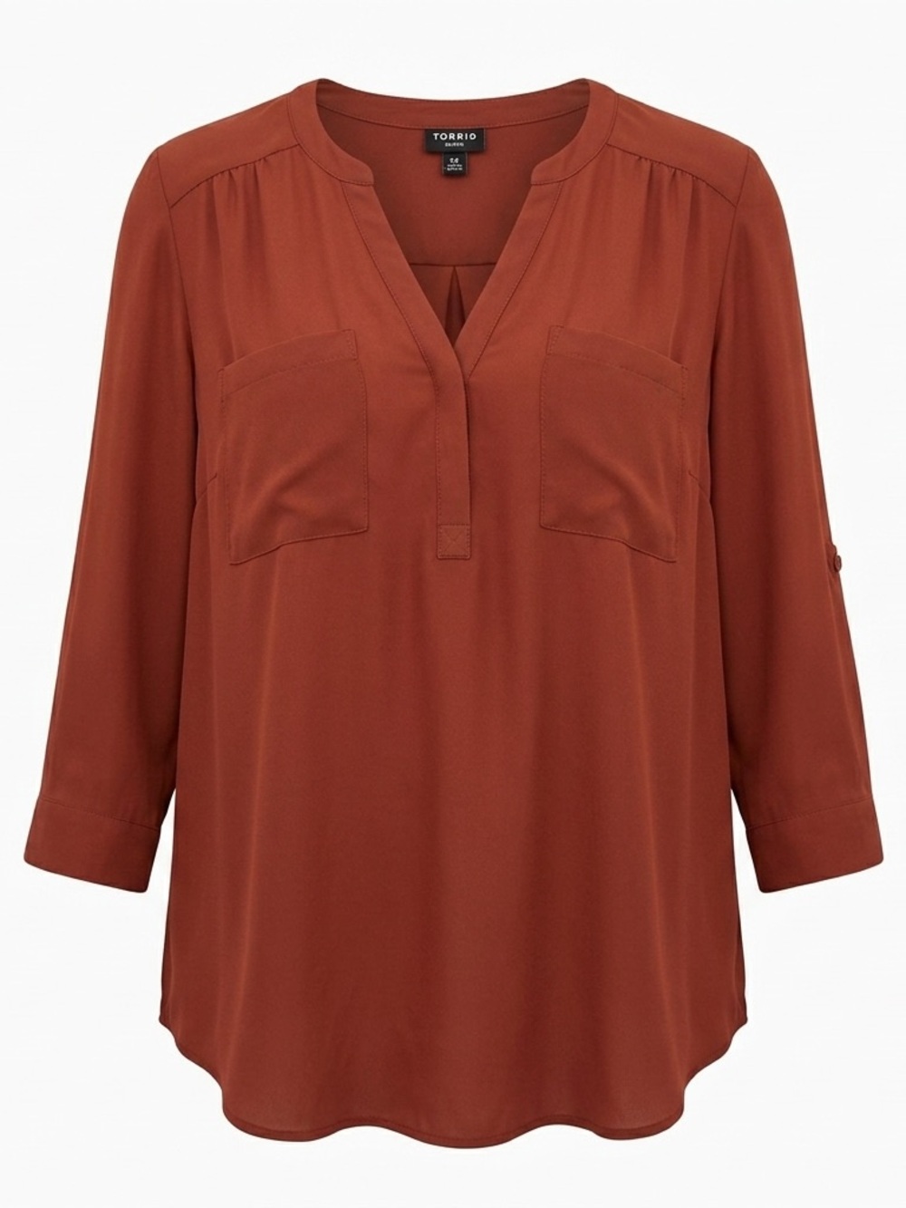 TORRID Rust Color HARPER GEORGETTE PULLOVER 3/4 Sleeves BLOUSE size 3/3X - Picture 1 of 12